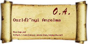 Oszlányi Anzelma névjegykártya